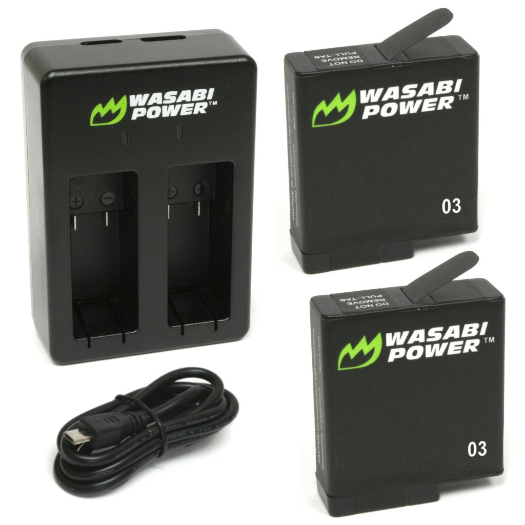 GoPro HERO5 6 7 Battery Kit Wasabi Power 2 x 1220mAh & Charger Set