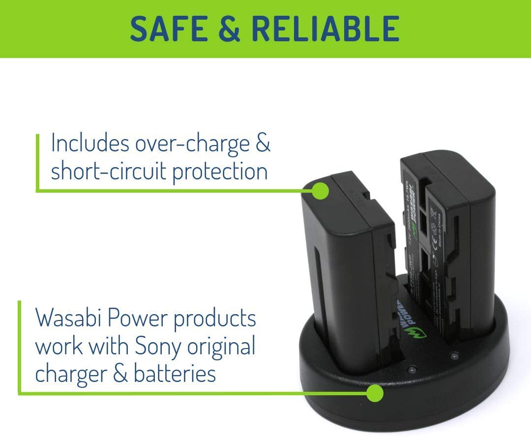 Wasabi Power Battery (2-Pack) and Dual Slot USB Charger for Sony NP-F330, NP-F530, NP-F550, NP-F570 and CN-160, CN-216, CN126 Series (L Series)