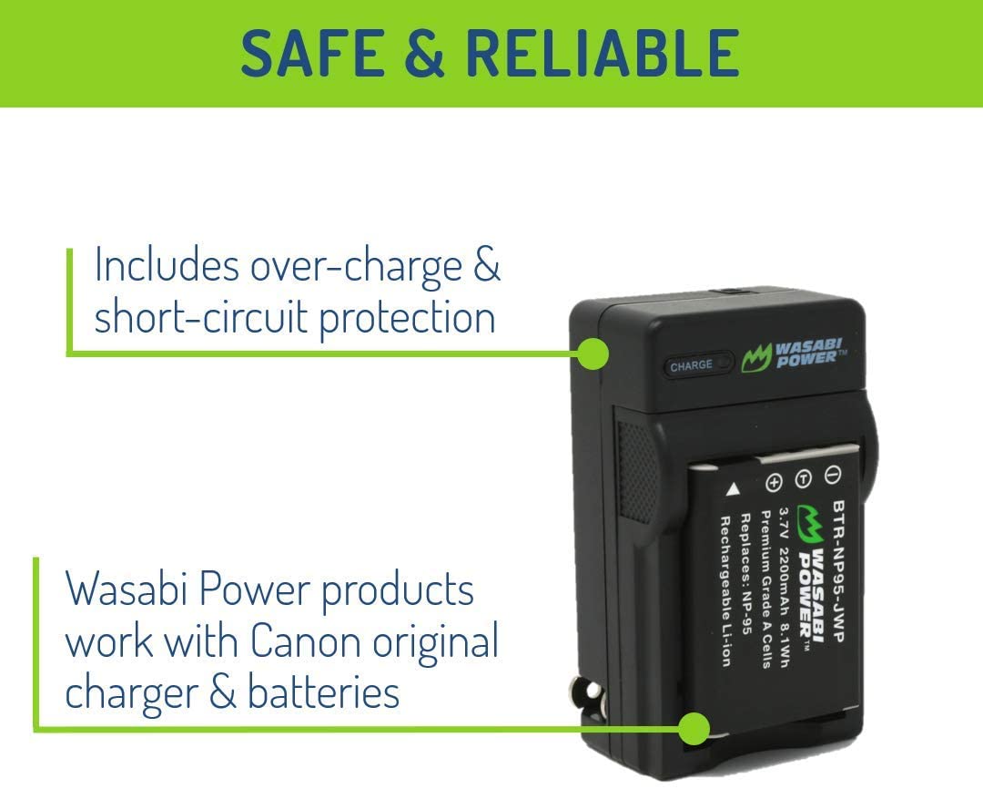 Wasabi Power Battery (2-Pack) and Charger for Fujifilm NP-95