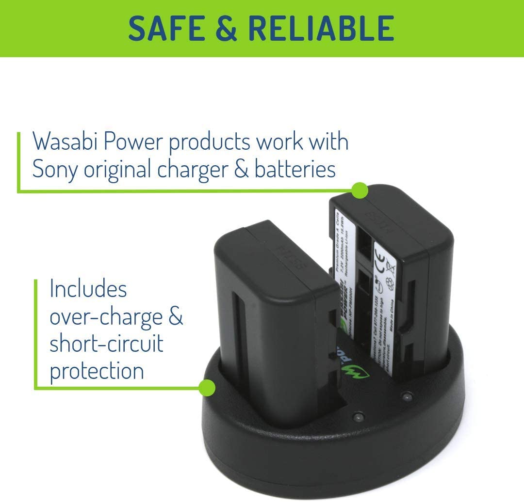 Wasabi Power Battery (2-Pack) and Dual Slot Charger for Sony NP-FM500H (2200mAh)