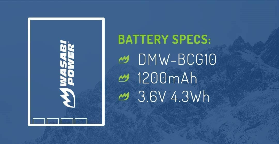 Wasabi Power Battery for Panasonic DMW-BCG10, DMW-BCG10E, DMW-BCG10PP