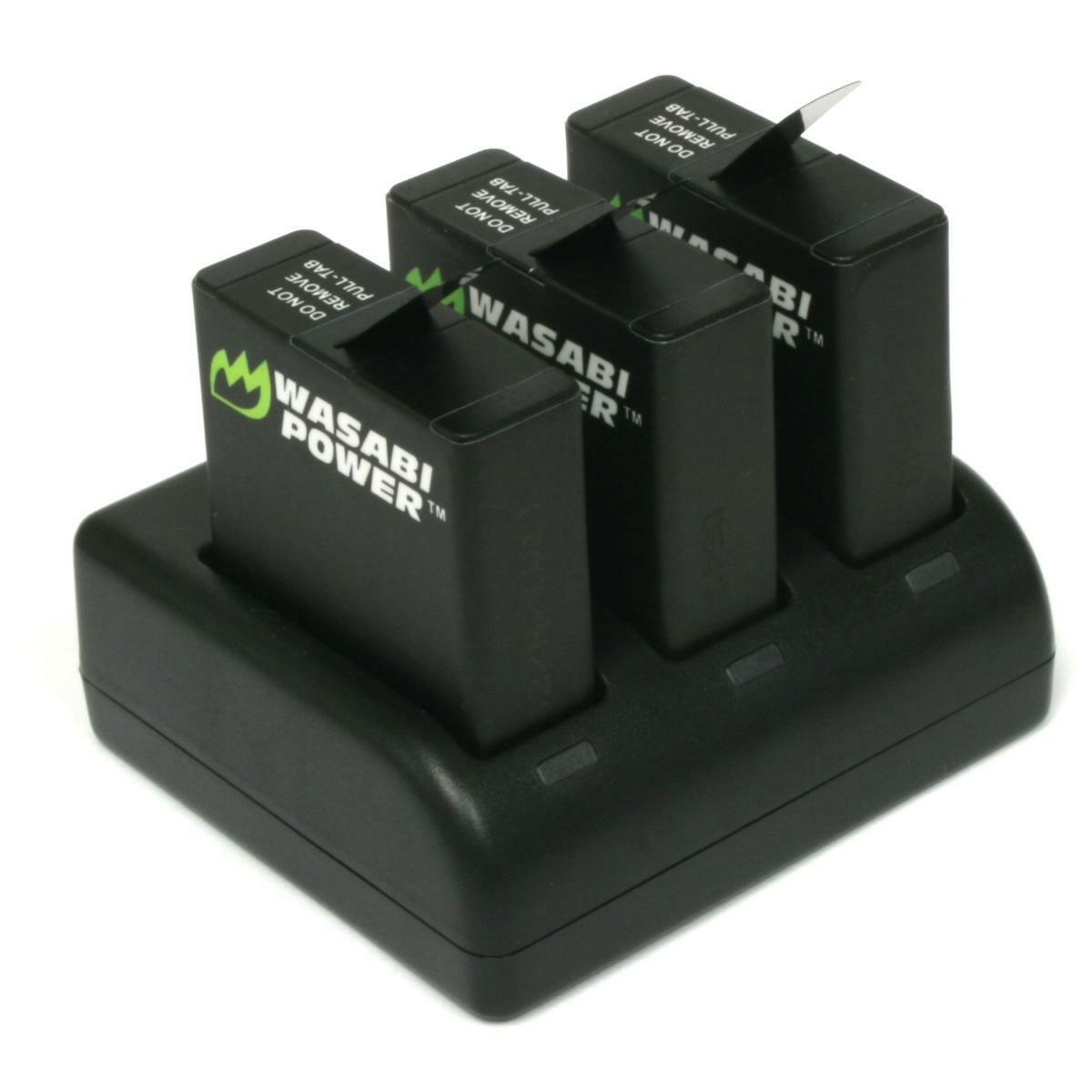 Wasabi Power 1220mAh Battery x 3 & Triple Slot USB Charger for GoPro HERO7 Black