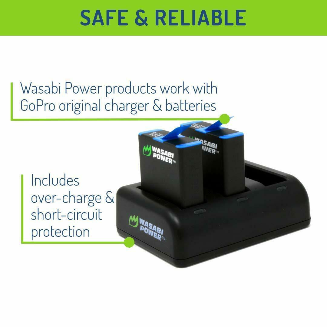 Wasabi Power Battery x 3 and Triple Slot USB Charger for GoPro HERO8 Black