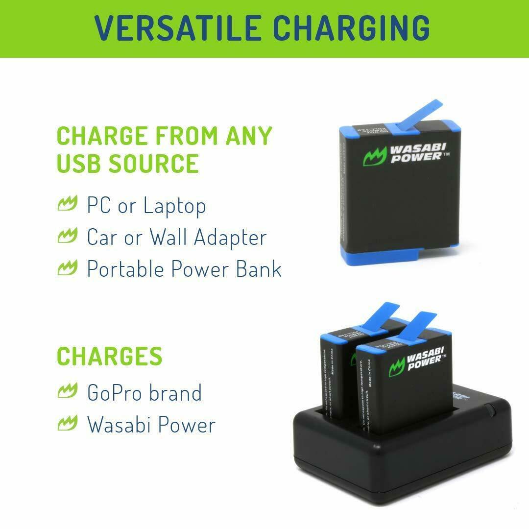 Wasabi Power Battery (2-Pack) and USB Dual Charger for GoPro HERO8 Black