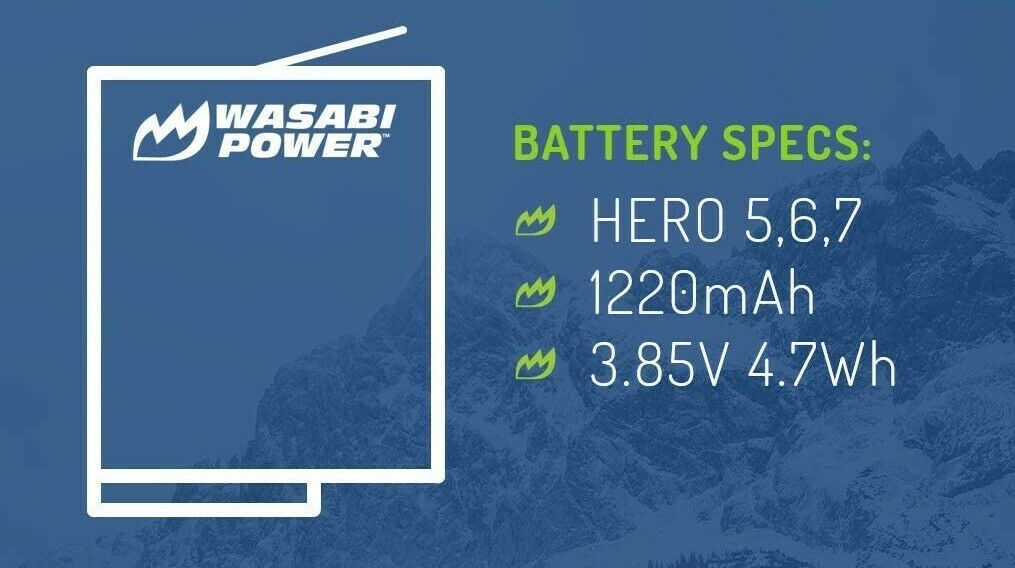 Wasabi Power 1220mAh Battery x 3 & Triple Slot USB Charger for GoPro HERO7 Black